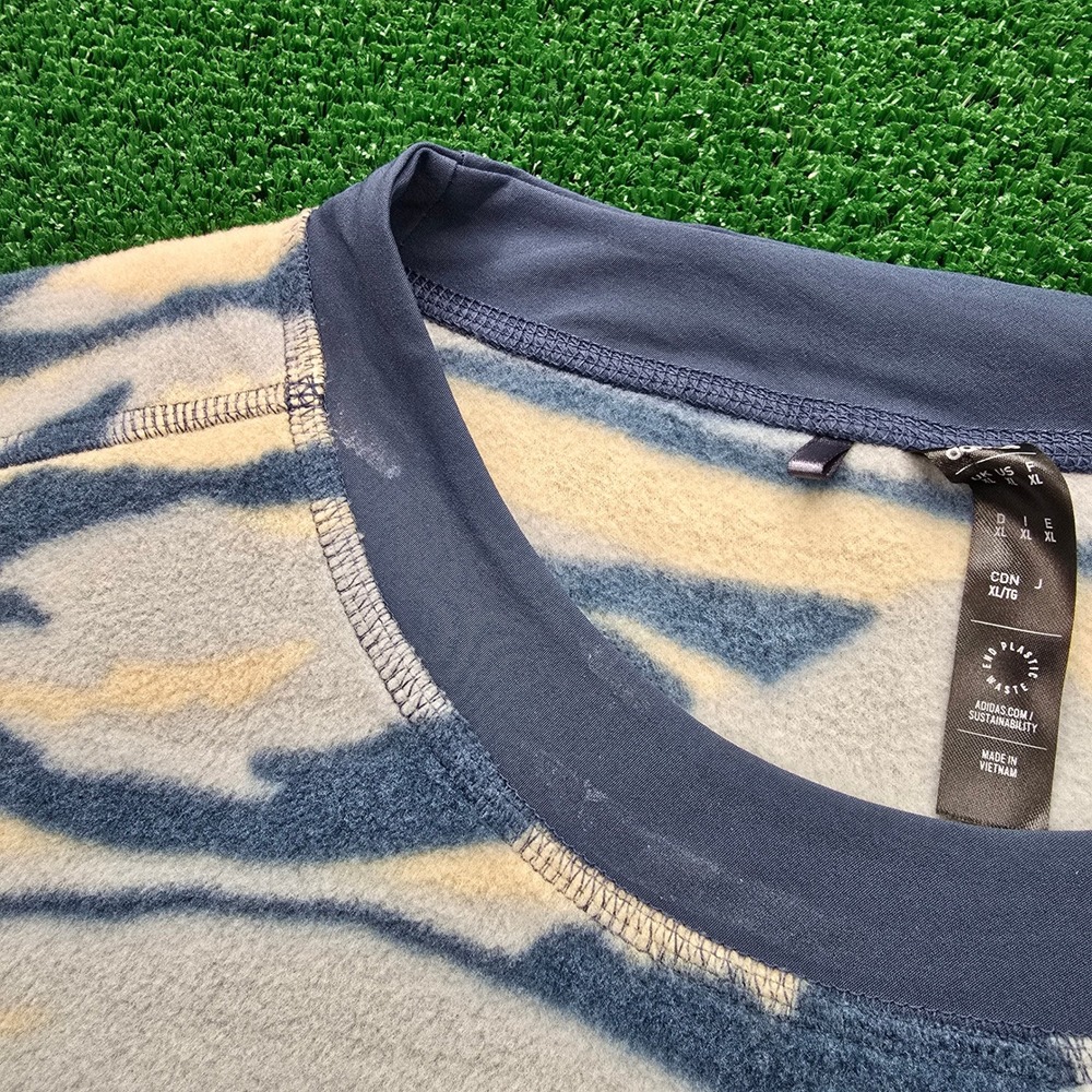 Adidas Sweatshirt Mens XL Blue Mountain Camo Textured Pullover Golf Fleece - Picture 3 of 8